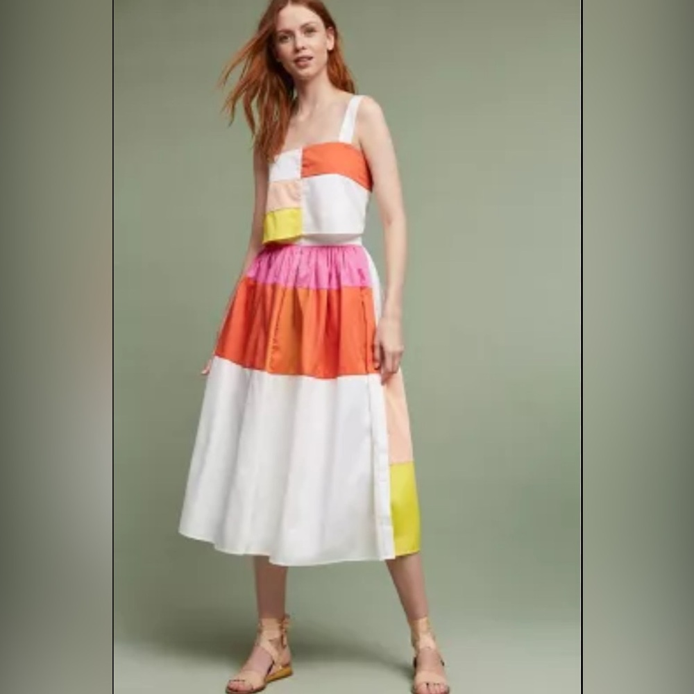 Mara Hoffman Patchwork Color-Block Midi Skirt & C… - image 1